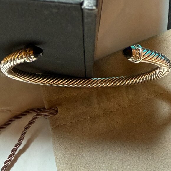 David Yurman 5mm Classic Cable Bracelet Sterling Silver w/Black Onyx & Diamonds - Picture 2 of 5
